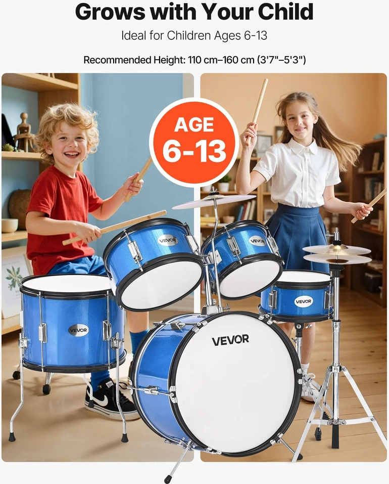 VEVOR Vaikiškas būgnų rinkinys 5 dalių