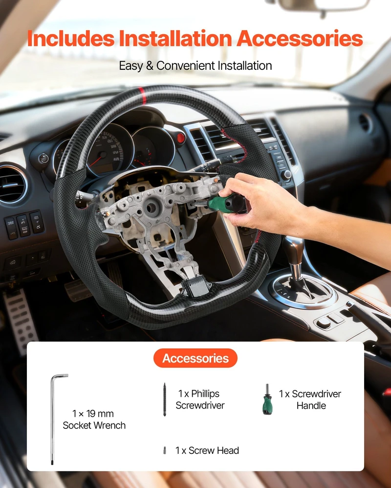 VEVOR Nissan 370Z anglies pluošto vairas