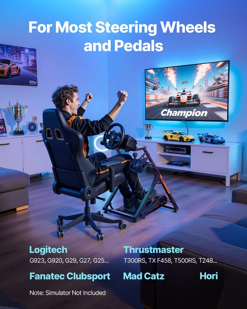 VEVOR Sulankstomas lenktynių vairaračio stovas Logitech G923 G920 G29 G27