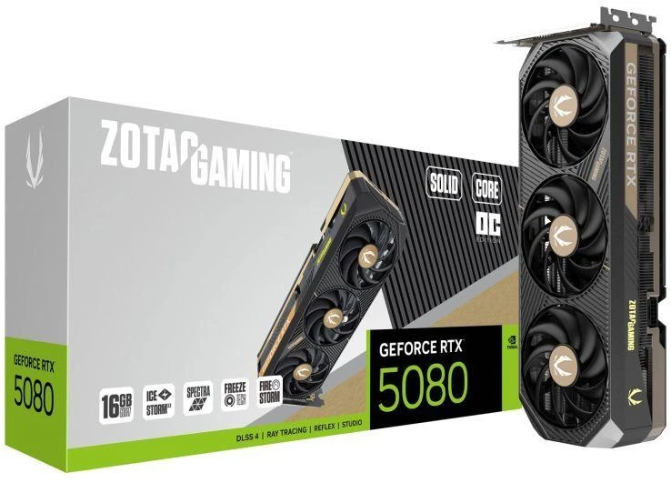 Vaizdo plokštė Zotac GAMING GeForce RTX 5080 SOLID CORE OC NVIDIA 16 GB GDDR7