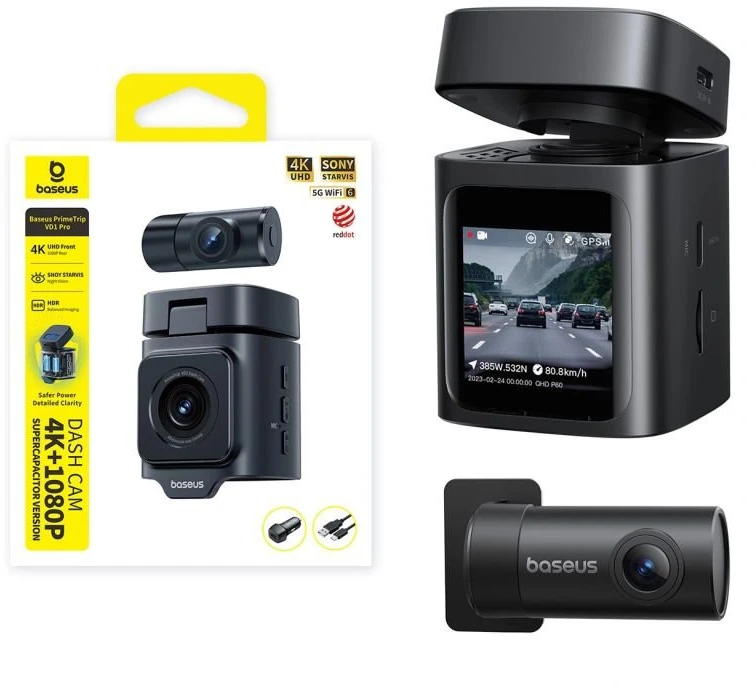 Baseus PrimeTrip VD1 Pro 4K + kamera tylna + komplektas zasilania