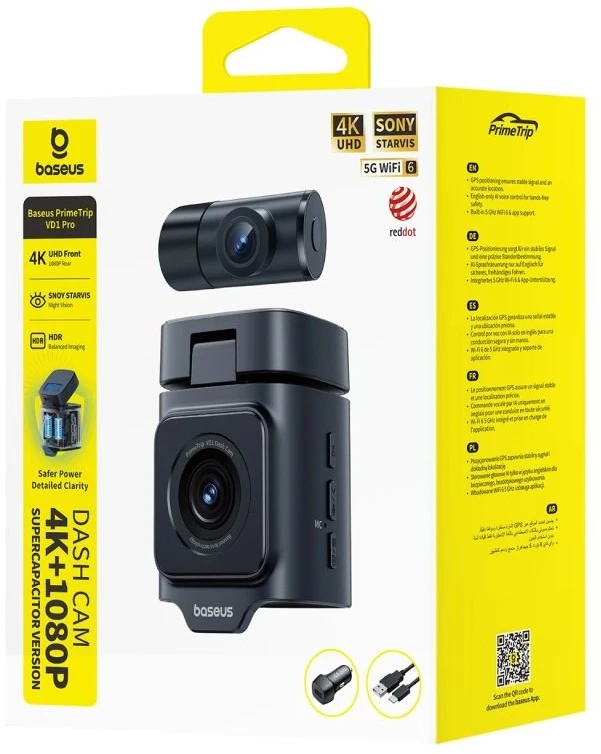 Baseus PrimeTrip VD1 Pro 4K + kamera tylna + komplektas zasilania