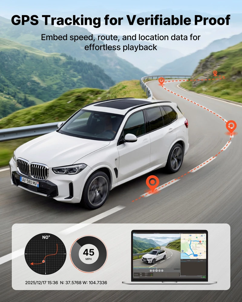 VEVOR Priekinė ir galinė automobilio vaizdo kamera