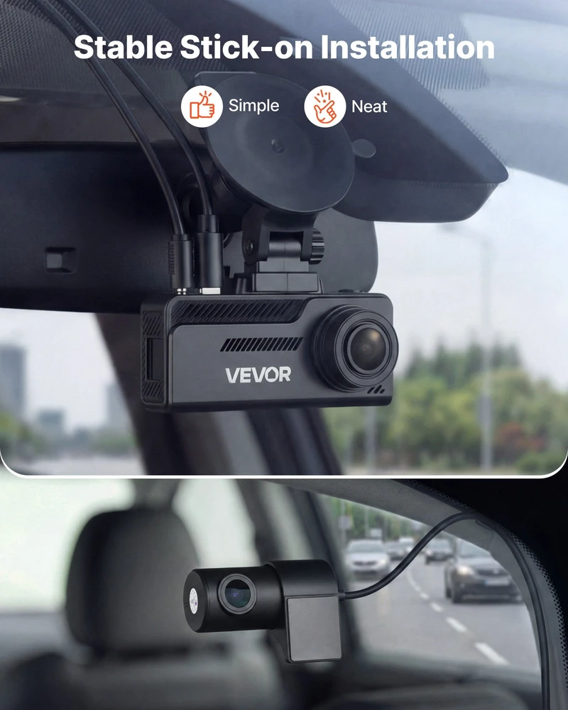 VEVOR Priekinė ir galinė automobilio vaizdo kamera