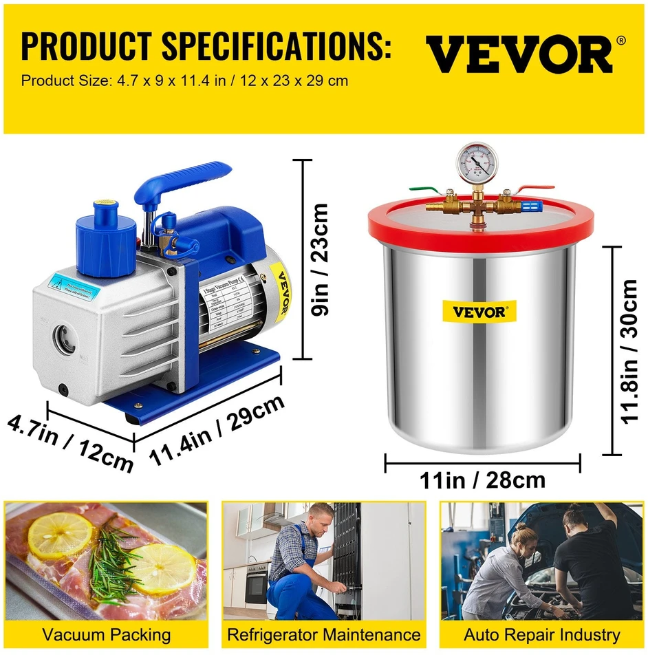 VEVOR Vakuuminė kamera su siurbliu 5 Gal