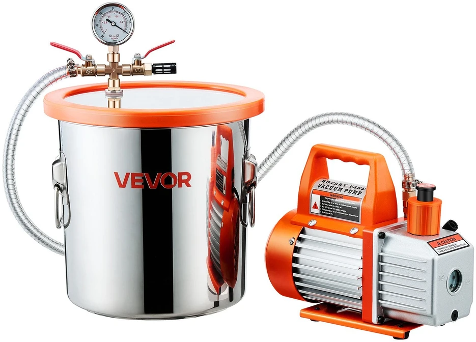 VEVOR 110 l/min vakuuminis siurblys su 11,36 l plienine kamera