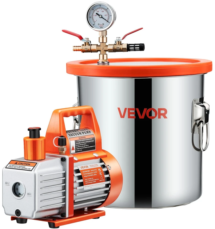 VEVOR 110 l/min vakuuminis siurblys su 11,36 l plienine kamera