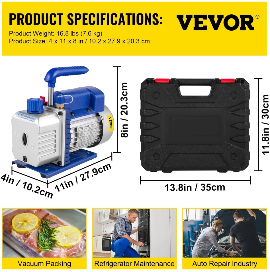 VEVOR 4 CFM 0,25 AG vakuumo siurblys
