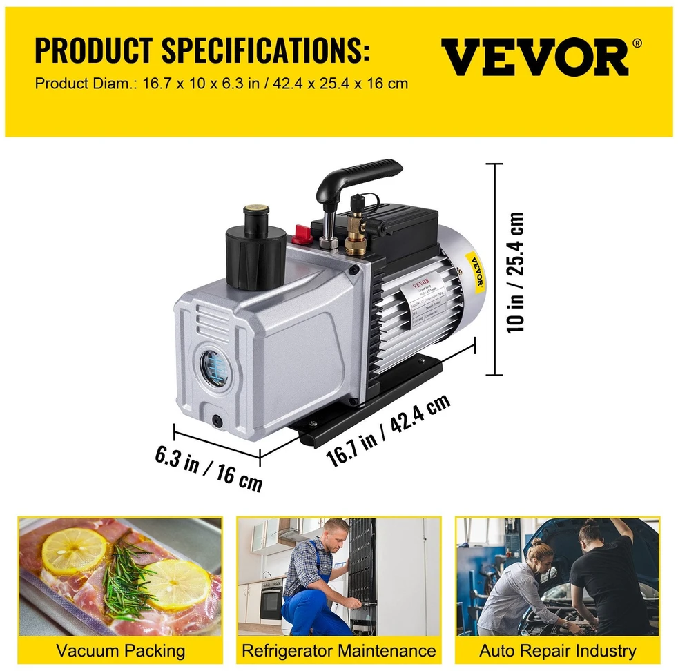 VEVOR Dvigubo veikimo vakuuminis siurblys 12CFM