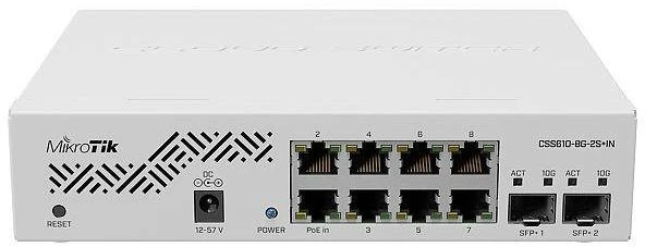 Valdomas 10 prievadų Gigabit/10G komutatorius Mikrotik CSS610-8G-2S+IN