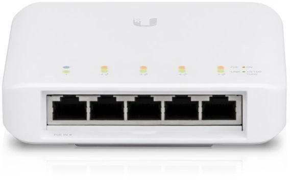 Šakotuvas Valdomas gigabitinis „Ubiquiti UniFi“ komutatorius „Flex“ 5 prievadų PoE (PoE+: 4)