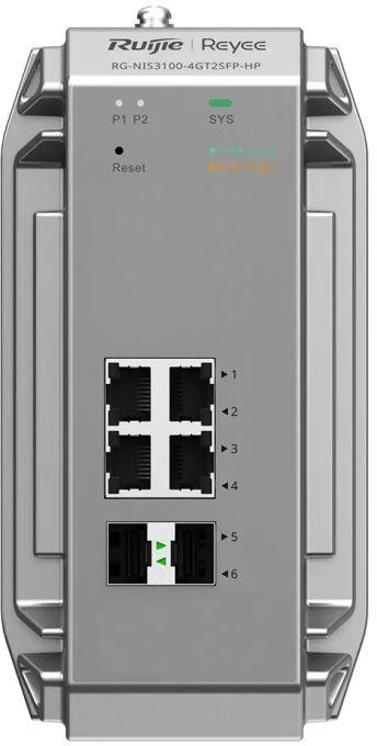 Šakotuvas Valdomas tinklo komutatorius Ruijie Networks RG-NIS3100-4GT2SFP-HP, L2, Gigabit Ethernet (10/100/1000), palaiko PoE, pilkas