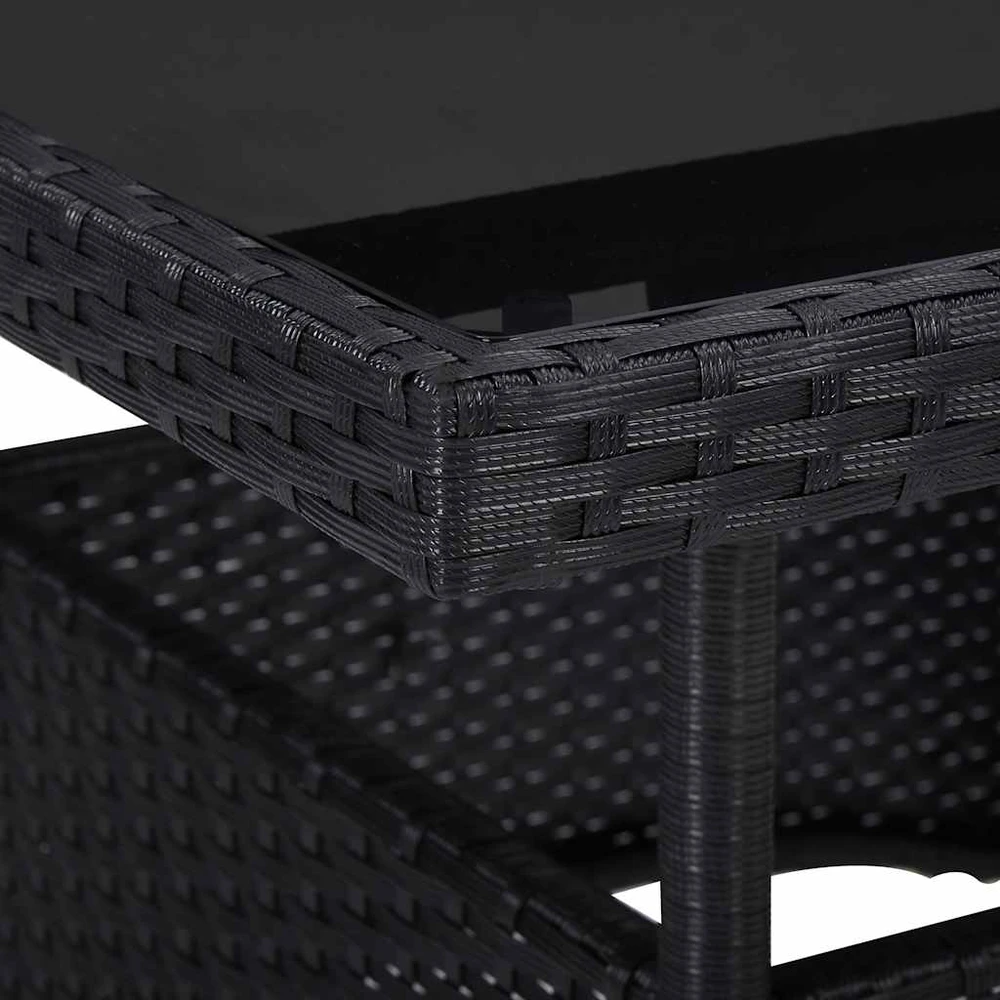Lauko baldų komplektas Valgomojo komplektas, 5 dalių, juodas, poliratanas ir stiklas