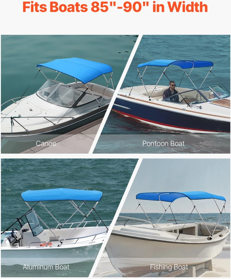 VEVOR 3 lankų valtis bimini danga, mėlyna
