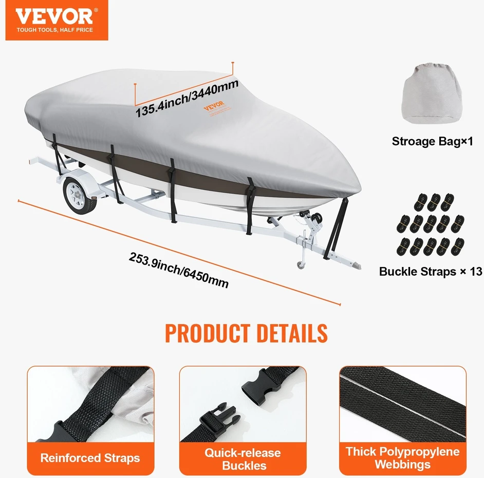 VEVOR Valties uždanga 5180-5790 mm su variklio dangčiu
