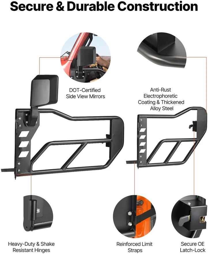 Vamzdinės durys VEVOR Jeep Wrangler JL & Gladiator JT, 4 durų komplektas