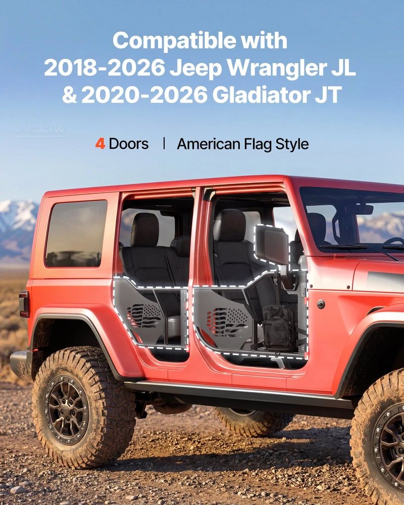 VEVOR Jeep tubularinės durys 2018-2026
