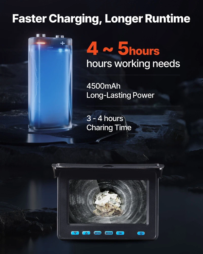 VEVOR 20 m ilgio kanalizacijos kamera su LED