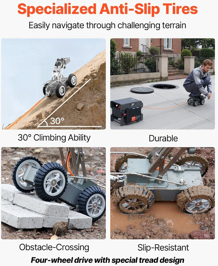 VEVOR Kanalizacijos vamzdžių tikrinimo robotas su kamera