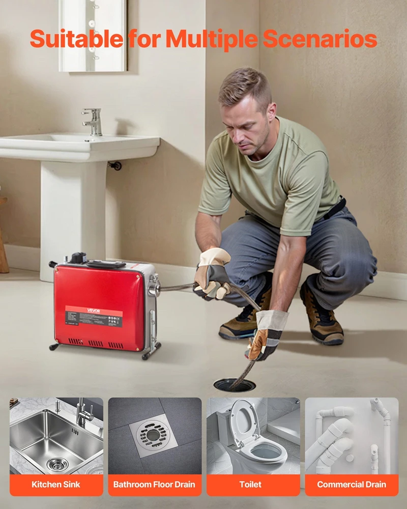 VEVOR Vamzdžių valymo mašina, 390W 1400RPM elektrinė