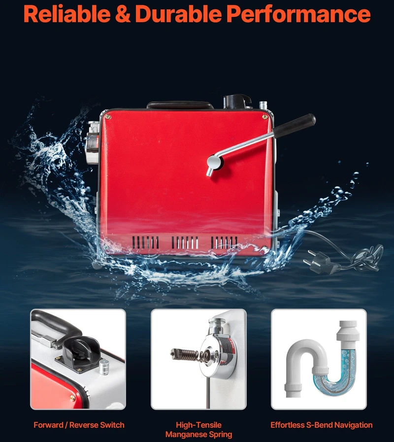 VEVOR Vamzdžių valymo mašina, 390W 1400RPM elektrinė
