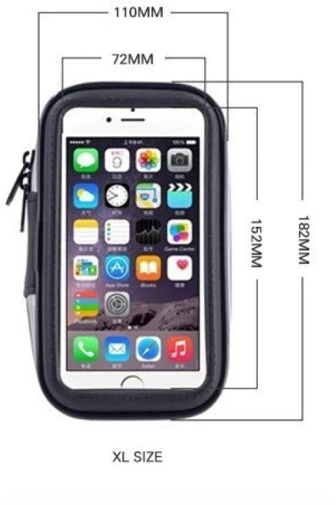 „Hurtel“ vandeniui atsparus dviračio telefono laikiklis, universalus dėklas, dviračio ir motociklo telefono laikiklis, XL dydis (maksimalus telefono dydis: 165 mm x 80 mm), juodas (be vairo tvirtinimo)