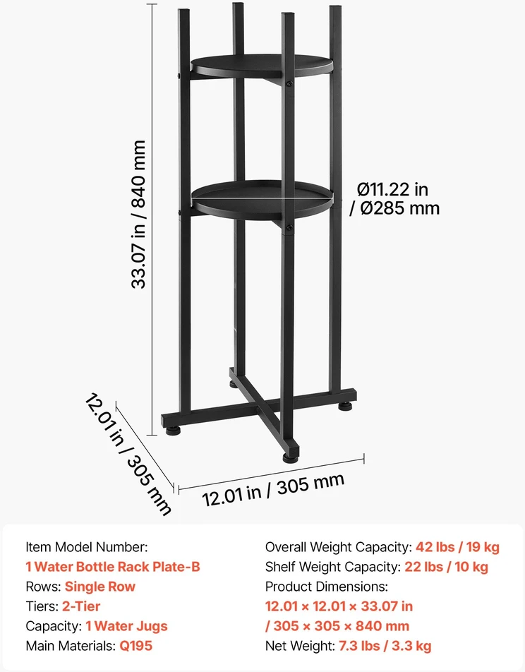 Vandens butelių stovas VEVOR 1 Vanduo Bottle Rack Plate-B, 2 aukštų