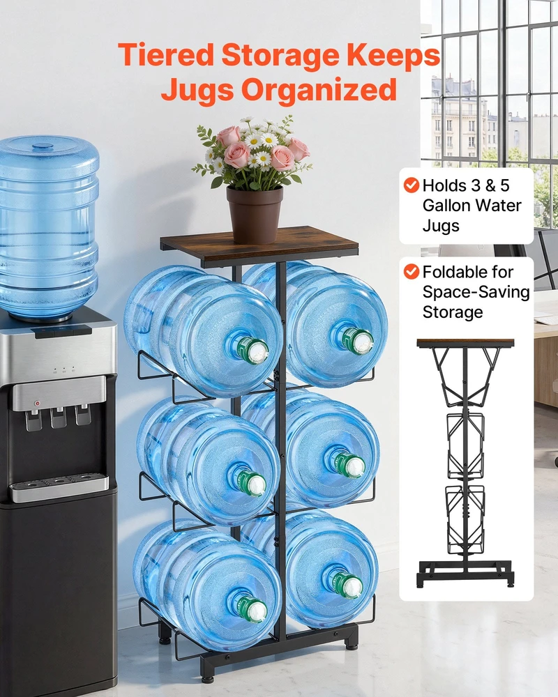 Vandens butelių stovas VEVOR 6 Vanduo Bottle Rack Board-B, 4 aukštų