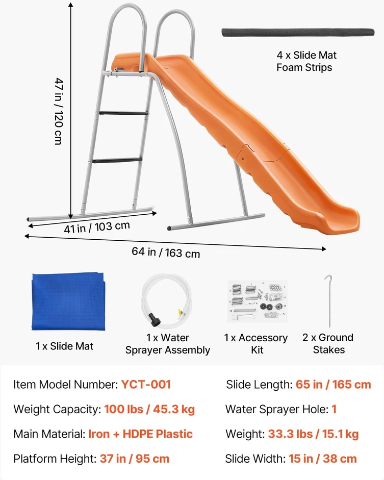 VEVOR Vandens čiuožykla vaikams 165 cm