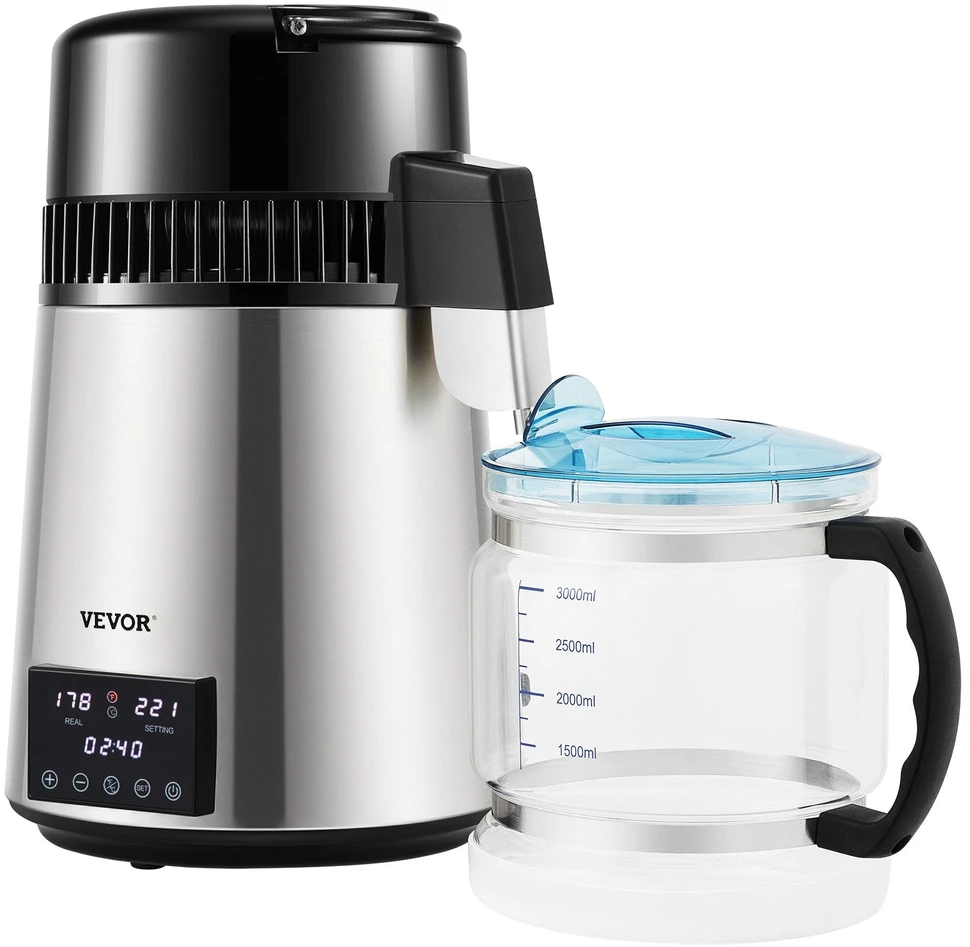 VEVOR Vandens distiliatorius VVR VD2 1.5L/H Sidabrinis