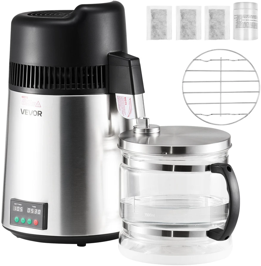 Vevor 6 l vandens distiliatorius, 900 W plieno