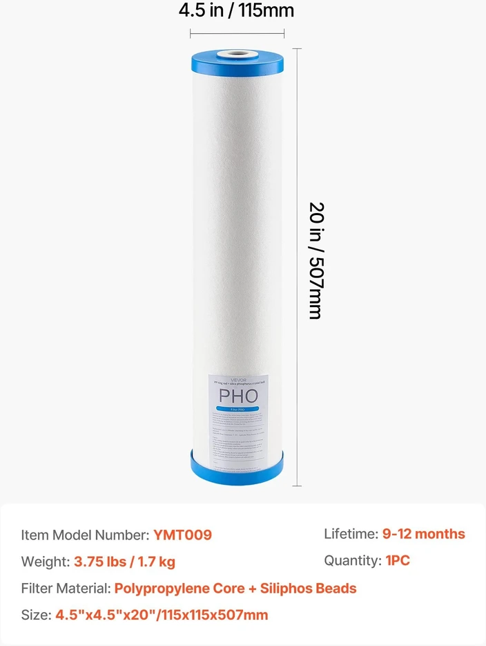 Vevor Viso namo vandens filtro kasetė 115x507 mm