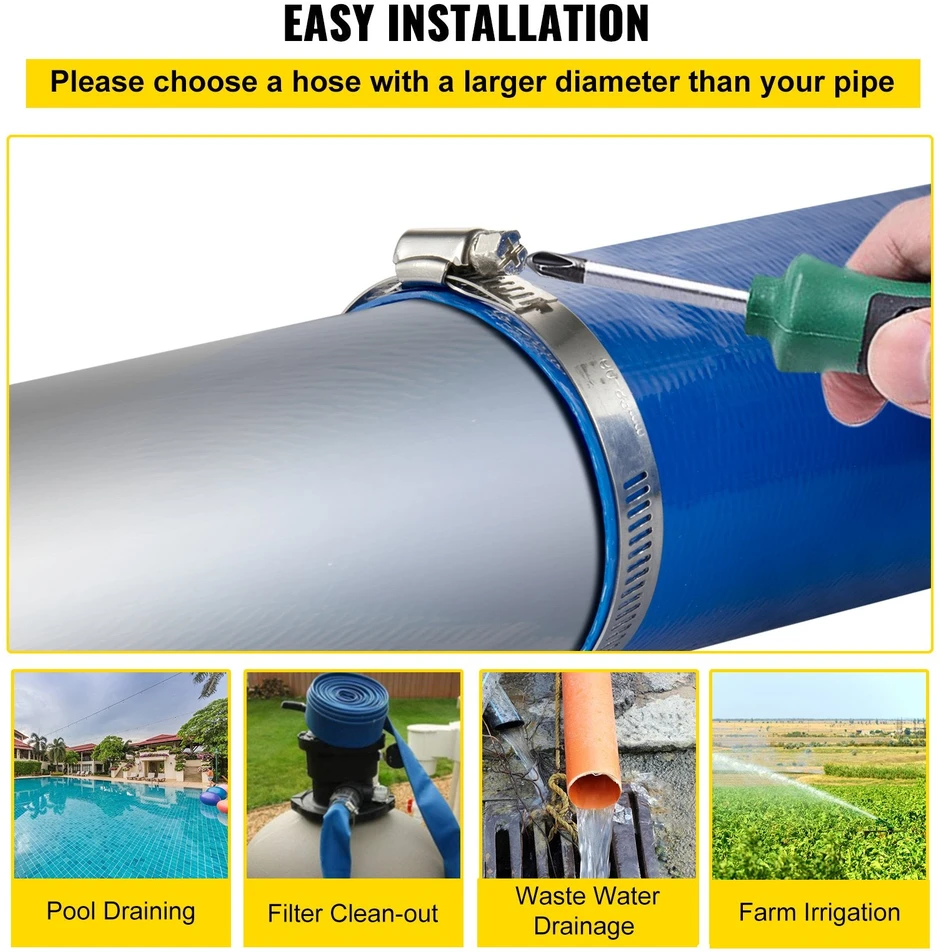 VEVOR PVC išleidimo žarna, 2 cm x 32 m, mėlyna