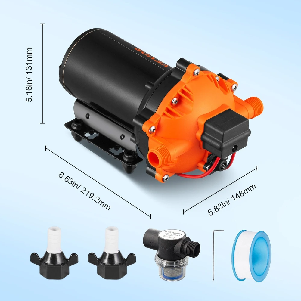 VEVOR Vandens diafragminis siurblys, 12V, 5.5 GPM, 70 PSI