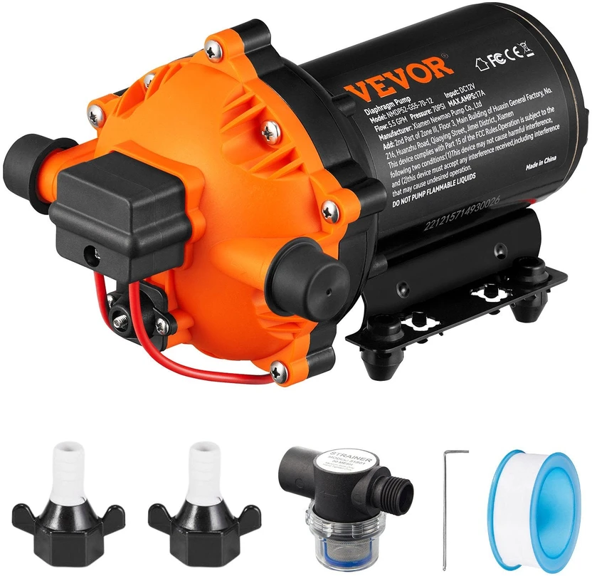 VEVOR Vandens diafragminis siurblys, 12V, 5.5 GPM, 70 PSI