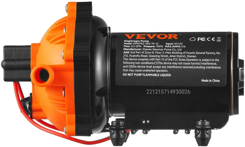 VEVOR Vandens diafragminis siurblys, 12V, 5.5 GPM, 70 PSI