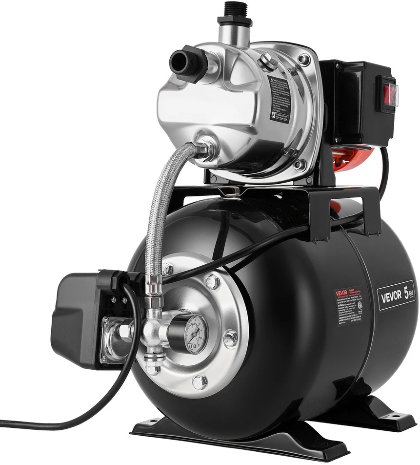 VEVOR Seklios gręžinio siurblys su slėgio indu 1 HP