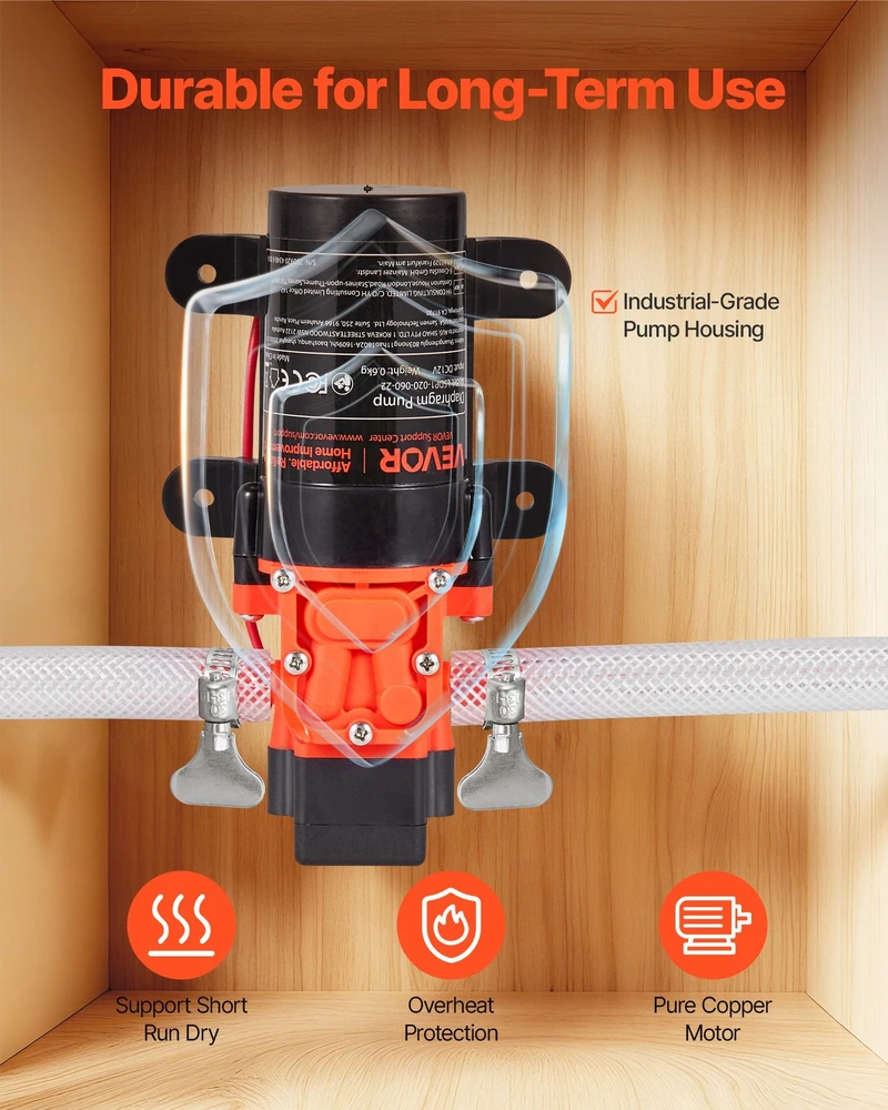 VEVOR Vandens slėgio siurblys, 12V, 80 PSI, 4,5 l/min