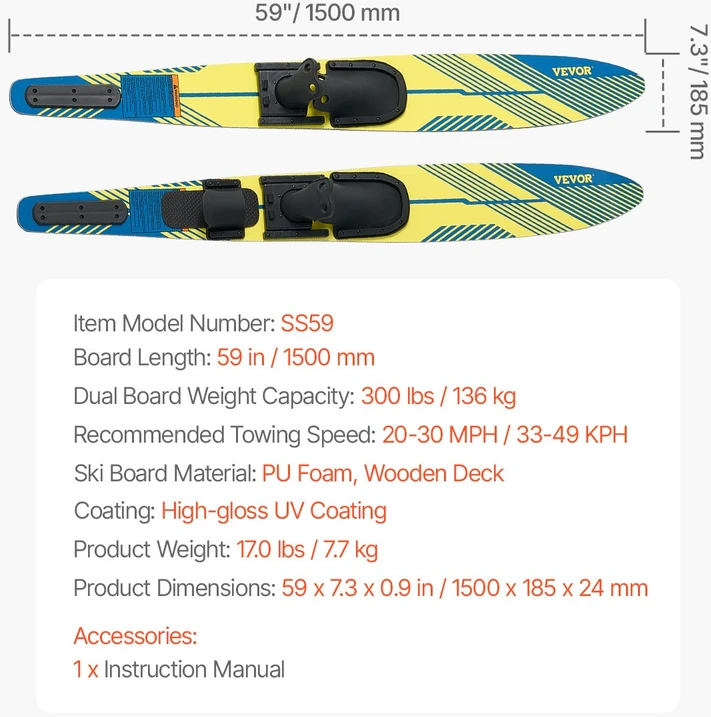 VEVOR 150 cm vandens slidės su X-7 raišteliais