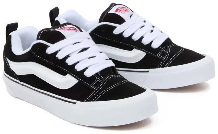 Vans Knu Skool Vyriški sportbačiai, Juodi/Tiesiai Balti (VN0009QC6BT)