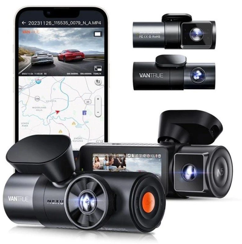 Automobilio Vaizdo Registratorius - VANTRUE N5 NEXUS 5 2592x1944 160° GPS Wi-Fi MicroSD iki 512GB