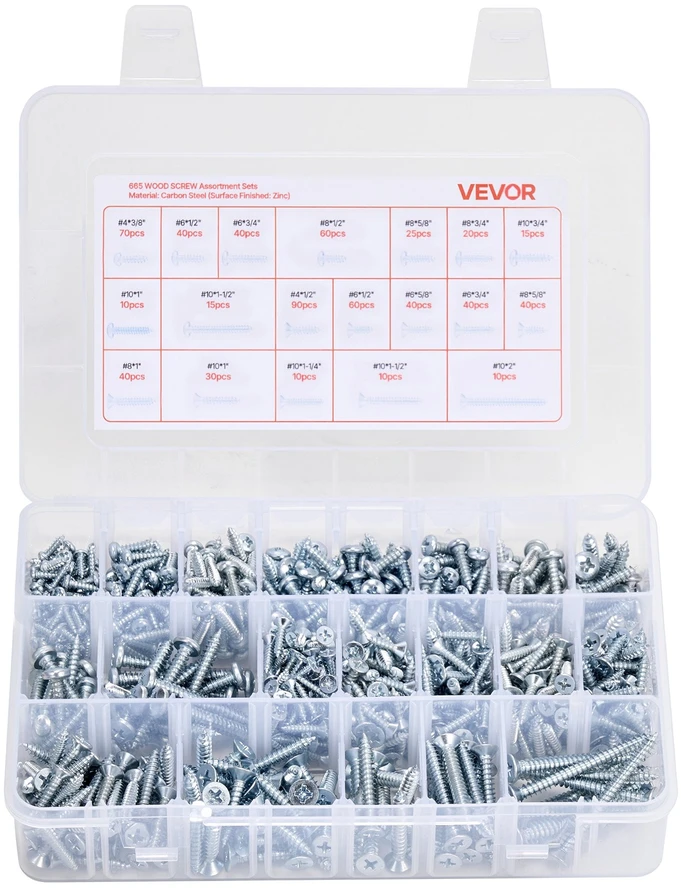 VEVOR 2250 vnt. varžtų ir veržlių rinkinys M3 M4 M5