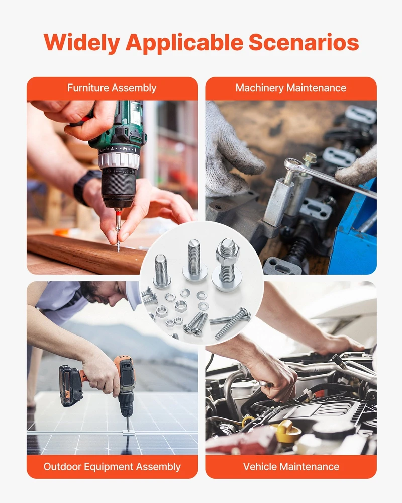 VEVOR 2250 vnt. varžtų ir veržlių rinkinys M3 M4 M5