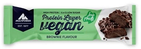 Veganiškas baltyminis batonėlis Multipower Protein Layer 15 × 55 g, brownies skonio