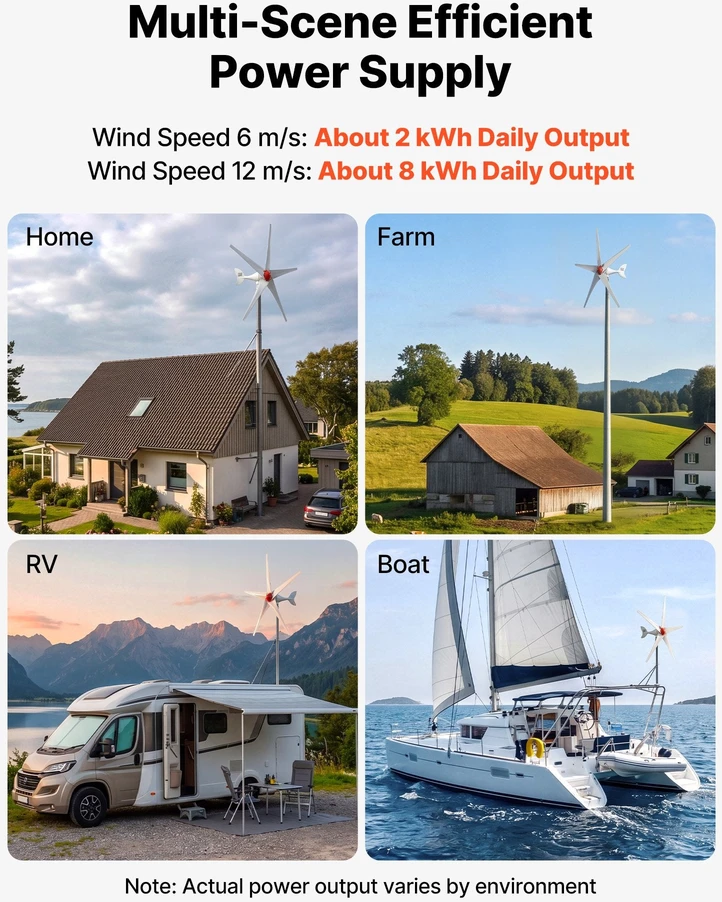 Vėjo jėgainė VEVOR FT-800, 800W 12V