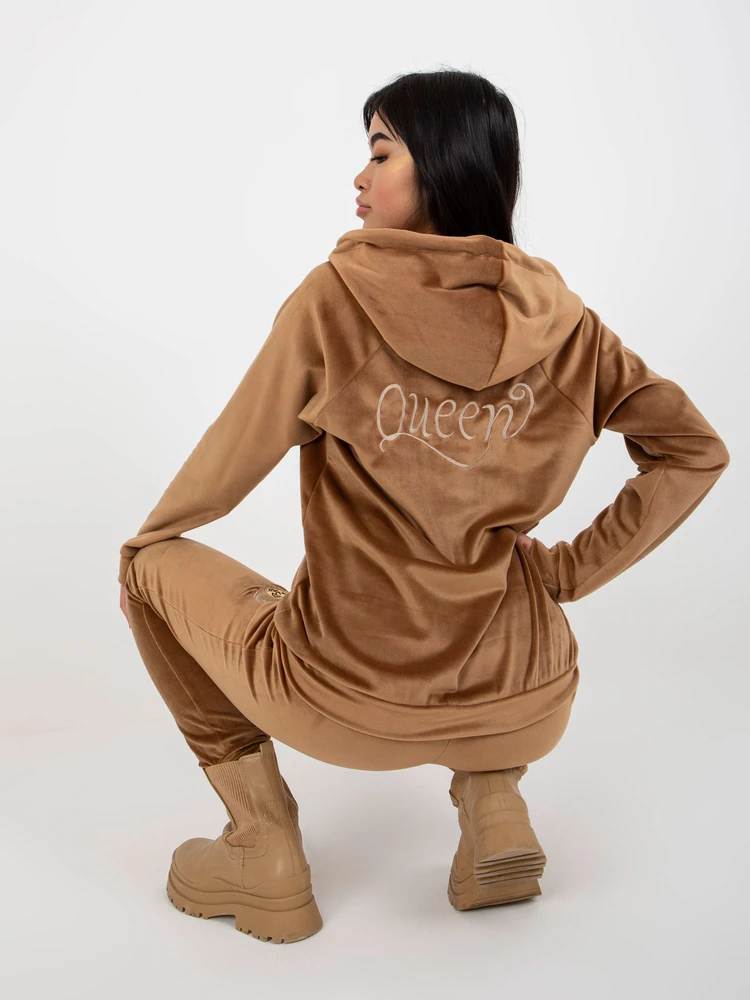 Veliūrinis komplektas moterims RV-KMPL-8443.98P-camelowy