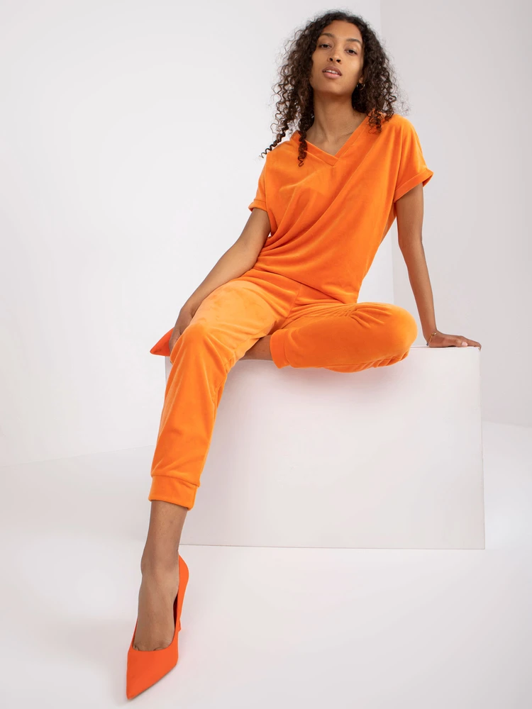 Veliūrinis laisvalaikio kostiumėlis moterims WN-KMPL-2906.44P-oranžinė