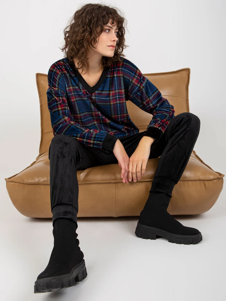 Veliūrinis treningas moterims RP-KMPL-8190-6.23X-juoda-mėlyna