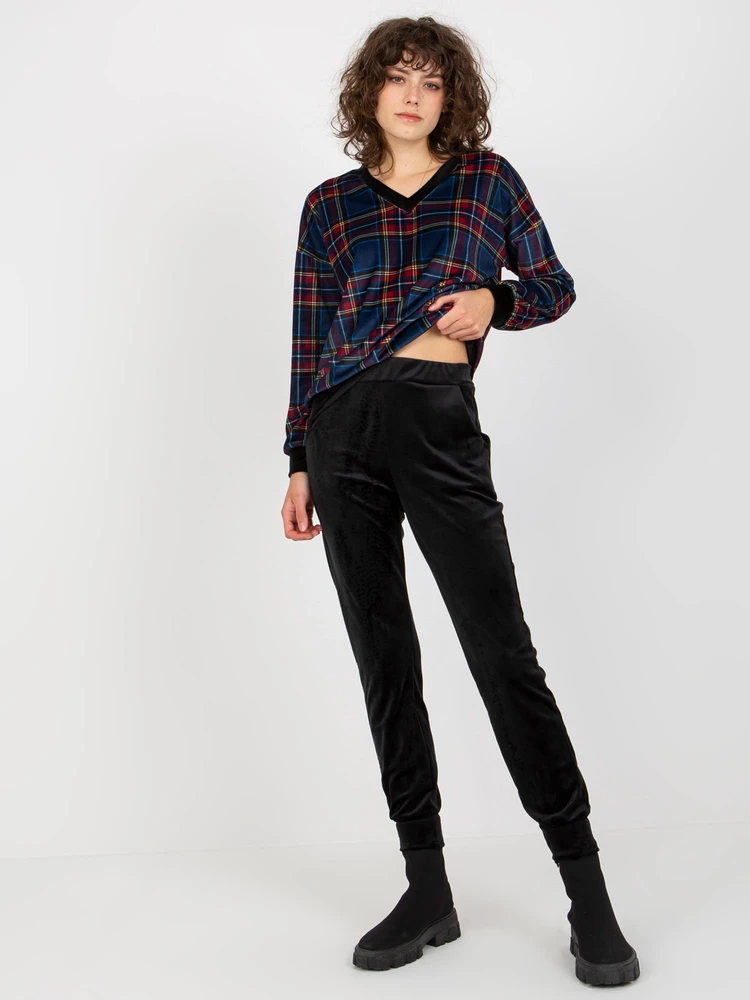 Veliūrinis treningas moterims RP-KMPL-8190-6.23X-juoda-mėlyna