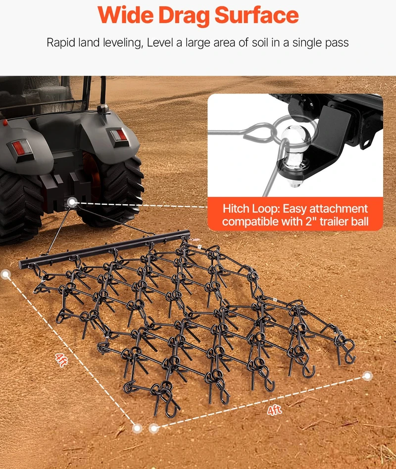 Vevor Žemės akėčios 4x4 ft krūvos ATV vejapjovė
